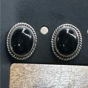 Stamped Black onyx earrings $135